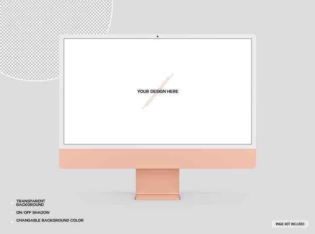 Orange Desktop Computer Mockup Psd