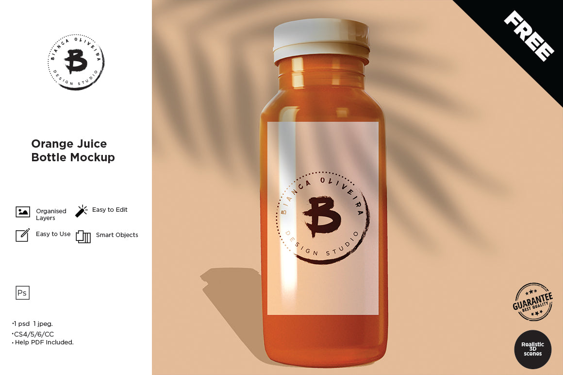 Orange Juice Bottle Mockup