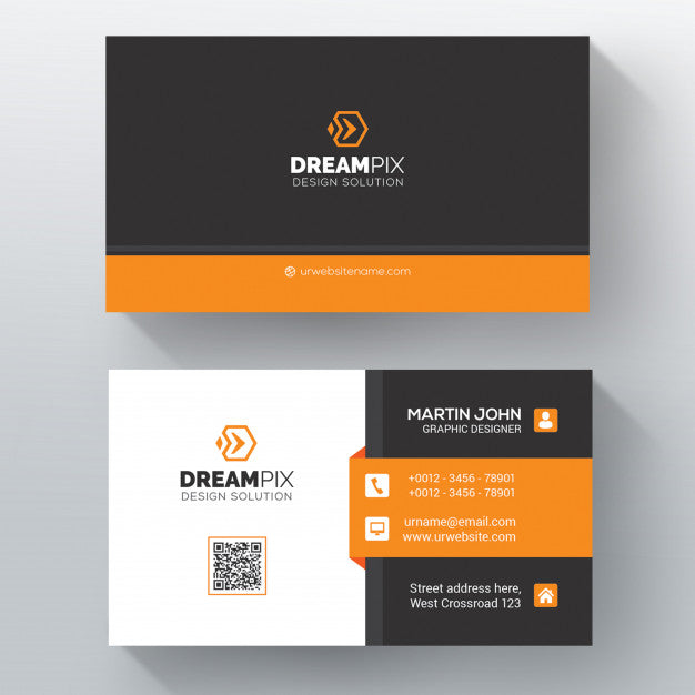 Orange Shape Visit Card Psd