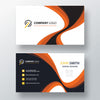 Orange Wavy Psd Business Card Template Psd