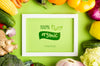 Organic And Green Frame With Veggies Psd