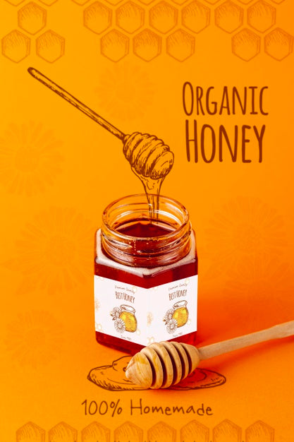 Organic Honey On Jar With Mock-Up Psd