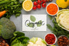 Organic Mock-Up Card Surrounded By Veggies Psd