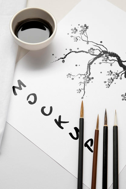 Oriental Asian Ink Mock-Up Psd