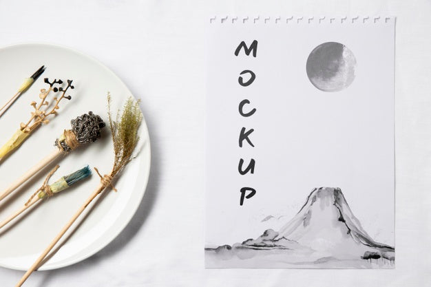 Oriental Asian Ink Mock-Up Psd