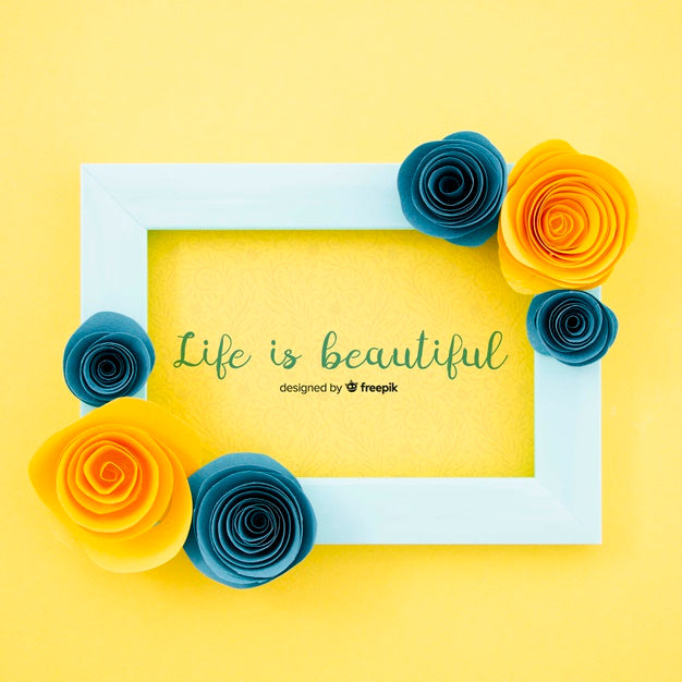 Ornamental Floral Frame With Motivational Quote Psd