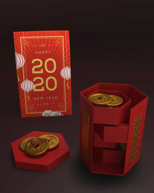 Ornaments And Greeting Card For New Year Psd