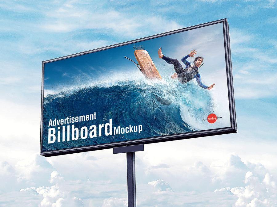 Outdoor Advertisement Sky Billboard Mockup Psd