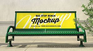 Outdoor Advertising Bus Stop Bench Mockup Psd
