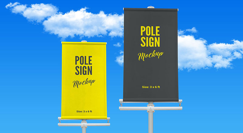 Outdoor Advertising Modern Street Pole Banner Mockup Psd