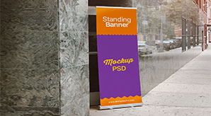 Outdoor Advertising Standing Banner On Road Mockup Psd