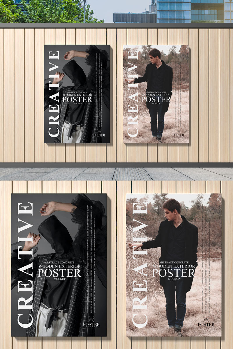 Outdoor Advertising Two Posters Mockup Psd