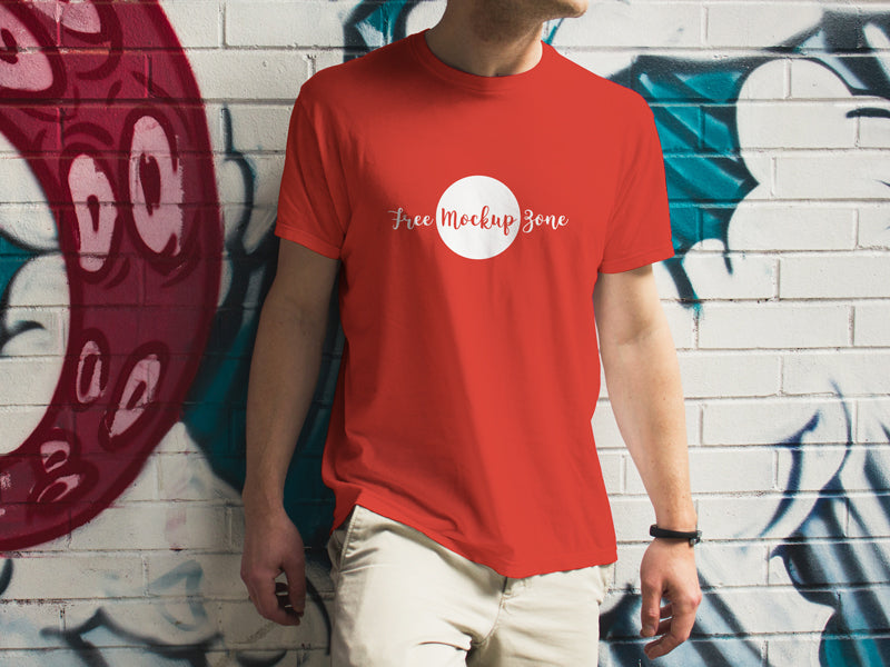 Outdoor Boy Wearing Tshirt Mockup