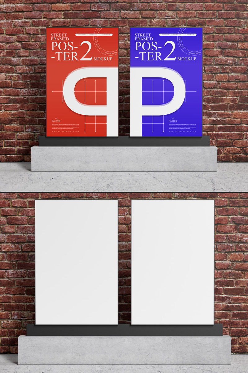 Outdoor Branding Two Framed Poster Mockup
