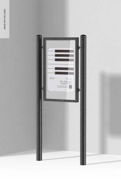 Outdoor Information Panel Mockup, Right View Psd