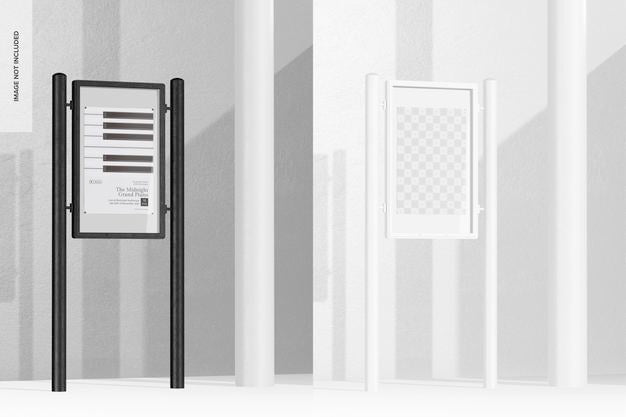 Outdoor Information Panel With Pole Mockup Psd