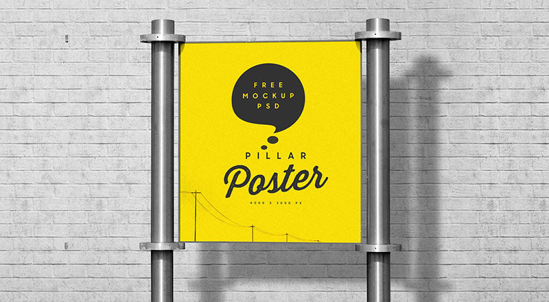 Outdoor Large Pillar Poster Mockup Psd