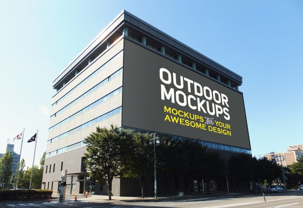 Outdoor Panel On Bulding Mock Up Psd