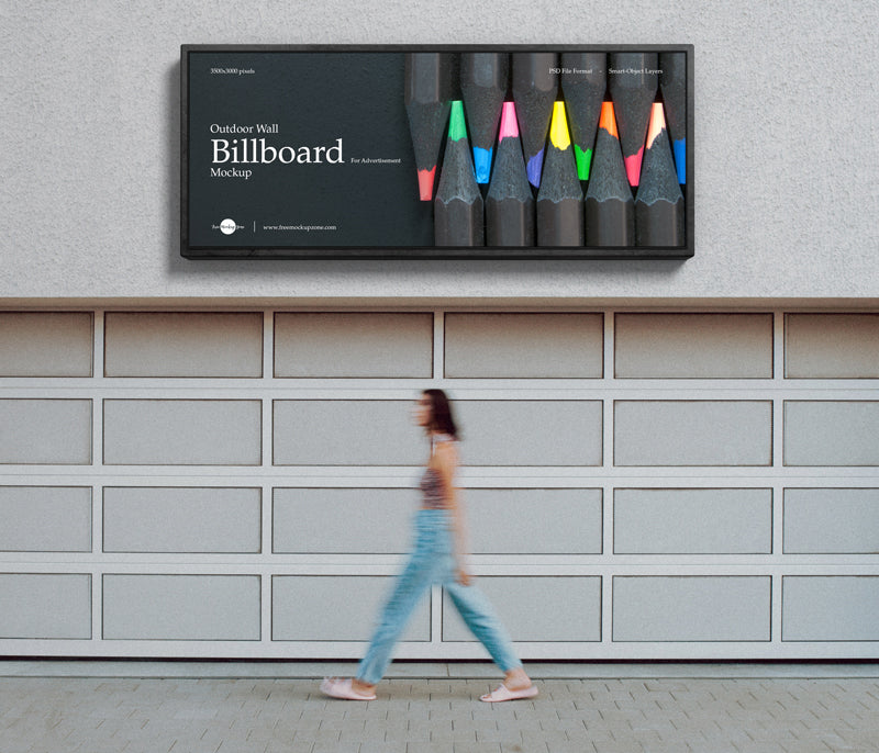 Outdoor Wall Billboard Mockup For Advertisement