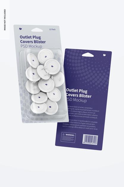 Outlet Plug Covers Blister Mockup Psd