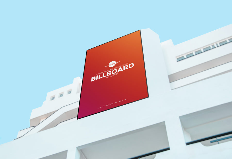 Outside Building Vertical Advertisement Billboard Mockup Psd