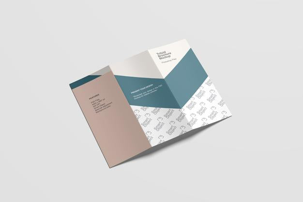 Outside Of Trifold Brochure Mockup High Angle View Psd