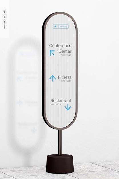 Oval Acrylic Signage Mockup, Left View Psd