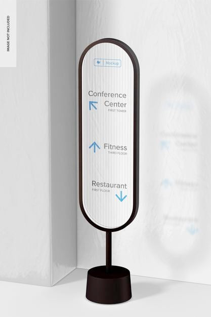Oval Acrylic Signage Mockup, Right View Psd