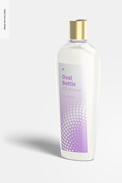 Oval Bottle With Disc Top Cap Mockup Psd