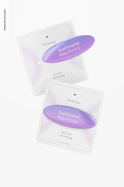 Oval Enamel Pin Mockup, Floating Psd