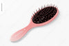 Oval Hair Brush Mockup, Perspective Psd