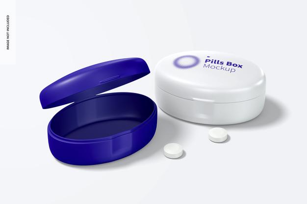 Oval Pills Box Mockup Psd