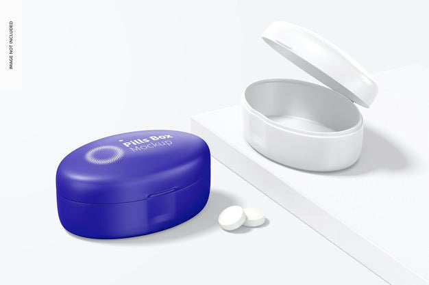 Oval Pills Boxes Mockup, Opened And Closed Psd