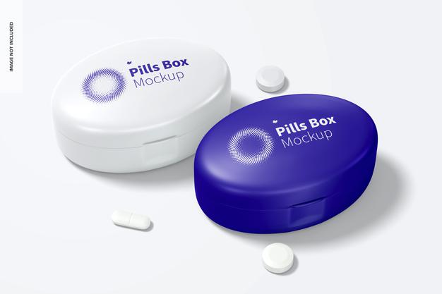 Oval Pills Boxes Mockup Psd