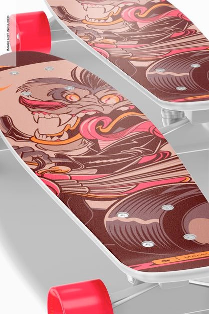 Oval Skateboard Mockup, Close Up Psd