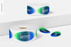 Oval Stickers Rolls Mockup, Front View Psd