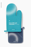 Oven Mitt And Potholder Mockup, Top View Psd