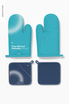 Oven Mitts And Potholders Mockup, Top View Psd