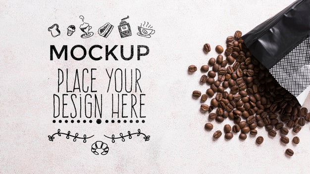 Overturned Beans From Plastic Bag Mock-Up Psd