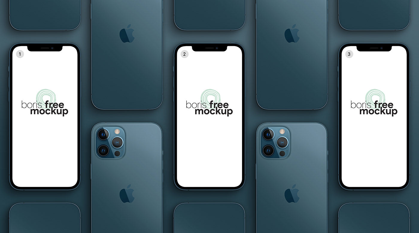 Pacific Blue Iphone 12 Pro Max Mockup