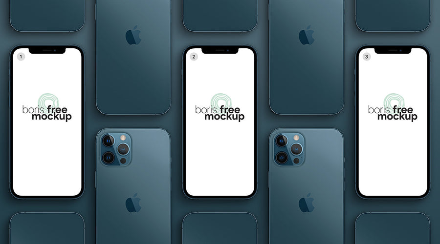 Pacific Blue Iphone 12 Pro Max Mockup