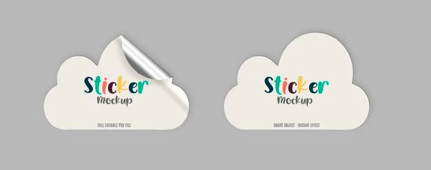 Pack Of Cloud Stickers Mockup Psd