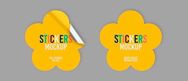 Pack Of Flower Stickers Mockup Psd