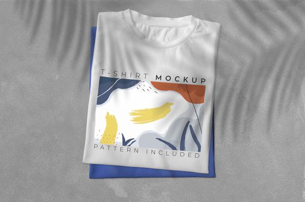 Pack Of Folded T-Shirt With Shadows Mockup Psd