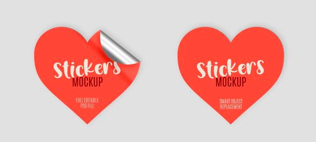 Pack Of Heart Stickers Mockup Psd