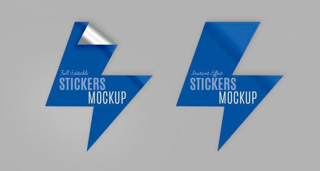 Pack Of Lightning Stickers Mockup Psd