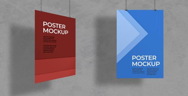 Pack Of Posters With Clips Mockup Psd