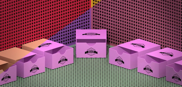 Packaging Box Mock-Up Arrangement Psd