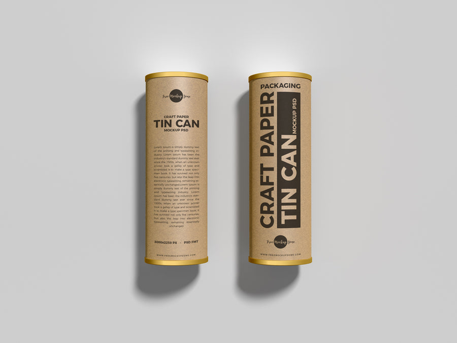 Packaging Craft Paper Tin Cans Mockup Psd Vol 1