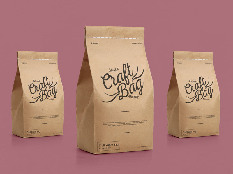 Packaging Craft Stitched Bag Mockup Psd